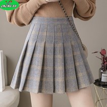 SHENGBO 여성 춘추 스텔스 지퍼 모직 주름치마 A라인스 미니 스커트커트 치마+HY107WH