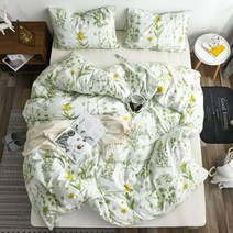 꽃 스타일 침구 세트 23 조각 1 Duvet 커버 1/2베개커버 퀸 킹 싱글 더블 트윈 전체 크기, Flower green, US- King