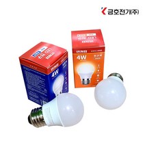 금호전기 번개표 LED 인지구 인치구 4W E26 전구색 주광색 미니 소형 장식전구, 1)전구색