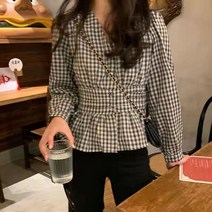 로코코 빌리 블랙 체크 브이넥 셔츠 r