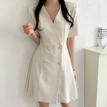 깔끔한 자켓형 원피스 노카라 브이넥 상견례 옷차림