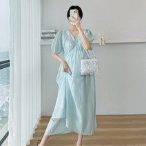 임산부살구 키작맘임부복 키작녀임부복 임산부출근룩 브이넥 셔링 원피스