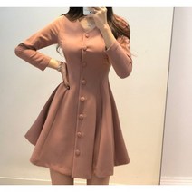 고급스러운 싱글버튼 플레어 원피스 A라인 미니원피스 봄 가을