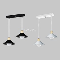 B 우드갓 2등 벤다 중 흑 백 식탁등, 백색_LED 8W벌브(형광등색), LED 8W벌브형광등색