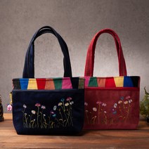 하마공방 벨벳 자수 전통 가방(소)