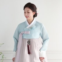 김홍갑한복 [한복대여]다솜 클라우드블루 앤 실버그레이 혼주 하객한복 한복 세트