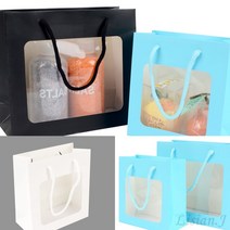 리시안제이 사각 투명창 선물백 선물용종이백 투명종이봉투, 블루 대
