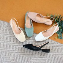 금수화 빅사이즈 사각코 주름 셔링 플랫 슬링백(255-265mm) 슬링백