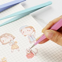 PKFARM 1+1 미니 스텐 쪽집게 다용도 정밀 수작업 족집게 다꾸 스티커 부착 핀셋, 곡선형, 1P+1P, 블루