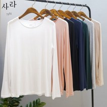 사라7351 (1+1)찰랑보들 실켓스판 기본핏 무지 라운드티셔츠(7컬러)