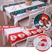 일회용 크리스마스 테이블보 식탁보 테이블장식 파티, 성탄산타