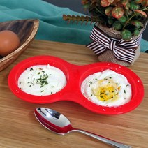 땡글이하우스 실리콘 전자레인지 에그메이커 계란후라이 계란반숙기, 레드, 1개