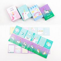 업무용 명품 가죽 다이어리 귀여운 유니콘 파티 6 접는 메모 패드 번 스티커 메모장 북마크 선물 문구, 한개옵션0