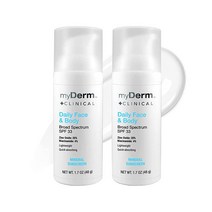트윈 팩 - Myderm CLINICAL 데일리 페이스 & 바디 SPF 33 미네랄 자외선 차단 로션 (2팩), 1.70 Fl Oz (Pack of 2)