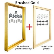 디지털액자 스마트액자 전자액자 8색 대형 DIY 골드 메이트 그림 프레임 40x60 60x80 벽 사진 캔버스 인, 04 Brushed Gold_10 55x75cm