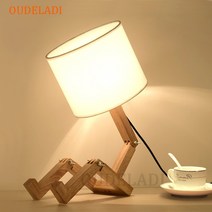 무드등 원목 우드 수면 아기방 인테리어 감성 LED 조명 로봇 모양 나무 테이블 램프, 차가운 흰색, 영국 플러그