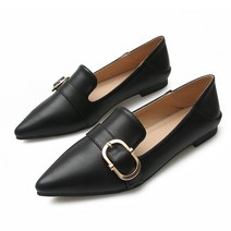 명브띠 라운드버클 뾰족 여성 플랫 로퍼 단화