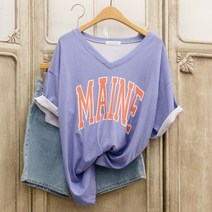 마이네 브이넥 오버핏 반팔 티셔츠 롱티