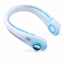 [내츄럴파머] 2022년 LED 무드등 넥밴드 선풍기 / 3단 풍속조절 /USB 휴대용/ 날개없는 목걸이선풍기 /에어덕트 타입, 화이트