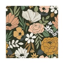 HAOKHOME 93217 빈티지 대형 꽃무늬 필 앤 스틱 벽지 탈착식 데이지 잎 블랙/샌드/올리바 비닐 자체 접착 벽화 45cm x 3m(17 77인치 10피트), S 17.7in x 9.8ft