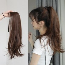 롱 포니테일 자연스러운 올림머리 붙임머리 부분가발, 밝은블랙