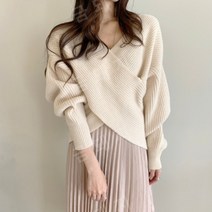 짧은 스웨터 여성 느슨한 겉옷 크로스 스웨터 탑
