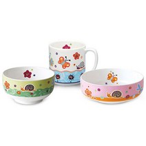 한국도자기 소풍 키즈1인 반상기세트, 1세트, 3p (공기 1p, 대접 1p, 컵 1p)