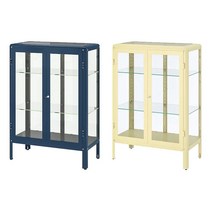 이케아 FABRIKOR 파브리셰르 유리도어수납장 81x113/장식장/유리장식장, 블랙블루_803.631.72