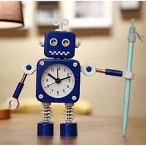 아이방 책상 협탁 로봇 알람시계 선물 새집 책상시계 탁상 고등학생, 01. 네모 로봇 블루