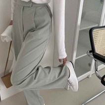 7colors 봄 가을 여자 핀턱 세미 와이드 스판 슬랙스 팬츠 정장 바지 크림 민트 차콜