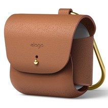 elago 가죽 케이스 AirPods 3 용 케이스 AirPods 3 세대 대응 천연 소가죽 케이스 커버 황동 링 홀더 포함 무선 충전 대응 [브라운]