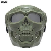 오토바이 핼리윈 렌즈 헬멧 윈드스크린 라이딩 고글 장비 고글 스컬 오프로드 마스크, 새로운해골육군녹색+향상된그레이