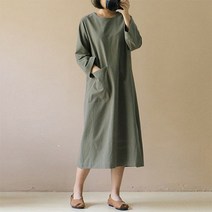 은창]원 포켓 베이직 린넨 원피스 롱 봄 간절기 가을 여름 여성 캐쥬얼 롱원피스