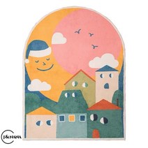 반원러그 카펫트 거실러그 인테리어 귀여운 고양이 아기자기 파스텔 포인트 먼지없는 호텔식