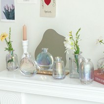 홀로그램 화병 7종 -오로라 유리 인테리어 디퓨저 화병 투명오로라 공병 소품 미니 꽃병, E