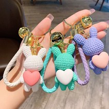페이크레더 파스텔 토끼키링 인형키링 피규어키링 가방키링 열쇠키링 열쇠고리 차키링 자동차키링, 블루
