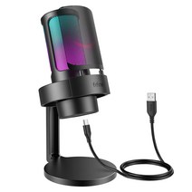 FIFINE USB 콘덴서 마이크 게이머용 마이크 RGB 라이팅 첨부 단일 지향성 PC용 마이크 플러그 앤 플레이 프레스테마이크 터치식 뮤트RGB 제어 첨부 녹음 게임 실황 보이즈 채팅 라이브 전송 AmpliGame A8