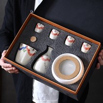 일본 사케 일본술 세트 준마이 워머 사쿠라야 도쿠리 데우기 술잔 혼술 혼술 중탕 도자기, 04. 스몰 베이직 잔4개-스타일2