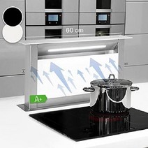 Klarstein 다운드래프트 쿠커 주방 후드 저소음 싱크대 환풍기, 실버 화이트 60cm