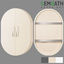 샘바스 더매직양타원라운드 W580 x H800 욕실장 여닫이장, 크림, 골드가이드, 더형서스, 1개