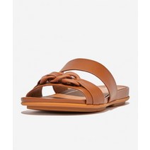 FITFLOP 그레이시 여성 레더 체인 슬라이드 라이트 브라운 GRACIE RUBBER-CHAIN LEATHER TWO-BAR SLIDES YE