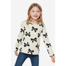 H&M 프린트 저지 탑 - 화이트/리본