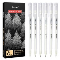화이트 6본세트 파인 볼펜 0.8mm, 6, 하얀색