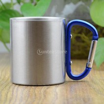 휴대용 캠핑 머그잔 150ml 금속 카라비너 컵 야외 하이킹 등산 여행용 후크, 02 Blue 150ml