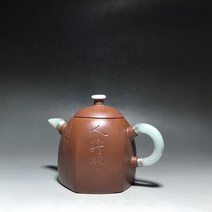 자사호 전통 다도 다기 차반 차도구 세트 중국 Yixing Zisha 클레이 주전자 옥 상감 6 면 진 취안 냄비 양 펑니안 350ml