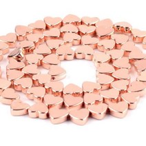 천연 로즈 골드 도금 블랙 적철광 스톤 비즈 액세서리 4mm10mm 하트 라운드 쥬얼리 만들기 Diy 팔찌 15