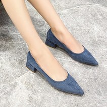 묘먀미 뾰족 기본 인조스웨이드 미들힐구두 MB064