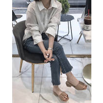 (최저가 한정수량) 션데임 주름 뮬 슬리퍼 3.5cm