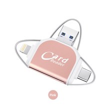 카드리더기 usb sd card TF/마이크로 SD 카드 메모리 리더 Apple iPhone 13 12 11 Pro X X, PINK