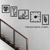 아트박스/꾸밈 ch504-보테니컬프레임_그래픽시계(중형), 화이트/B타입-블랙